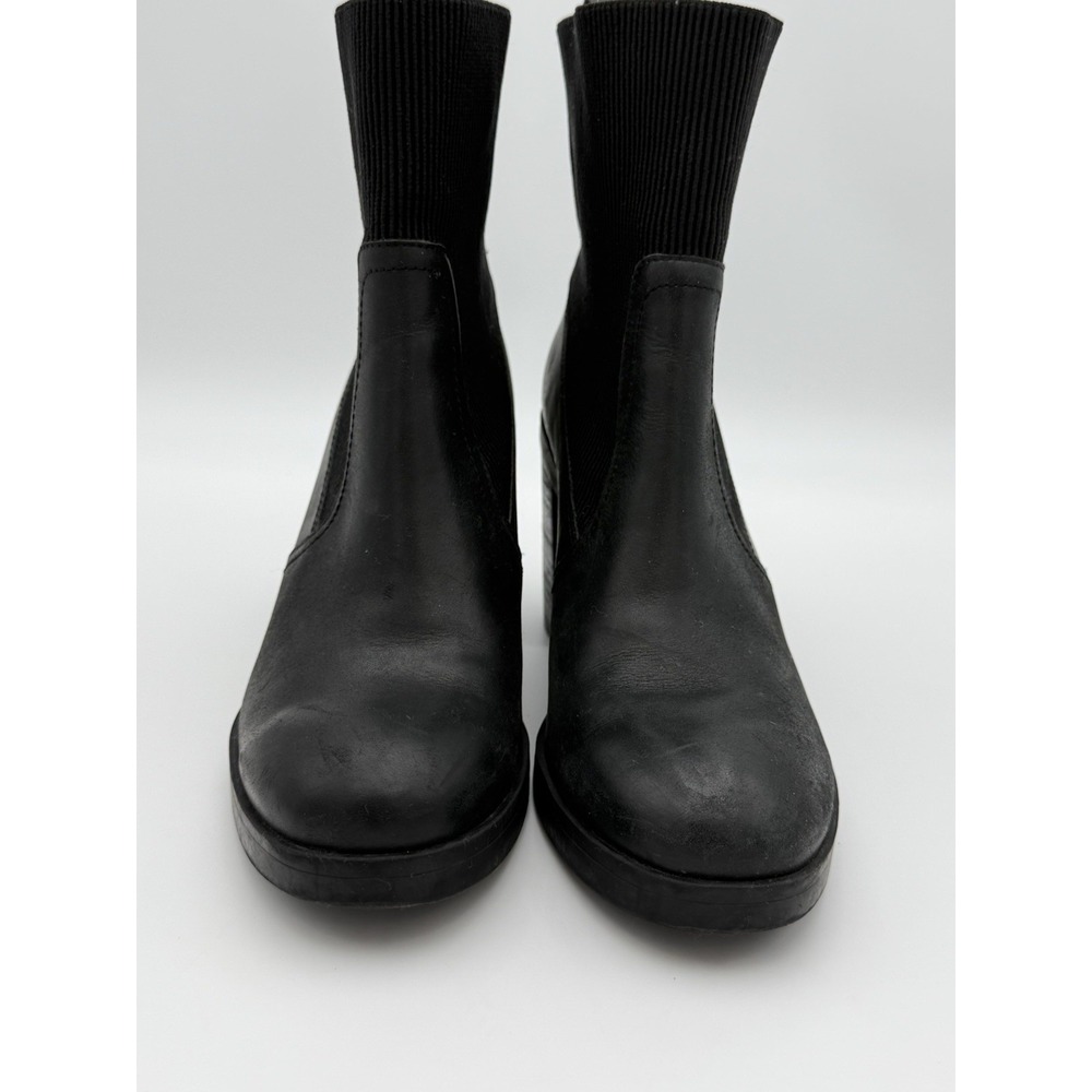 Crown Vintage Black Leather Ankle Stretch Boots Size 9 W Whinsygoth/Grunge/Retro - Picture 4 of 10